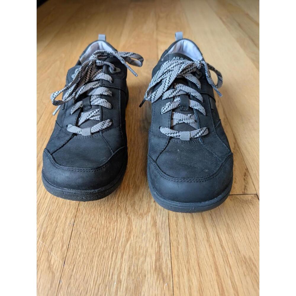 Women's ARAVON Stridarc Hydro Shield Waterproof Black Leather Sneakers Size 9